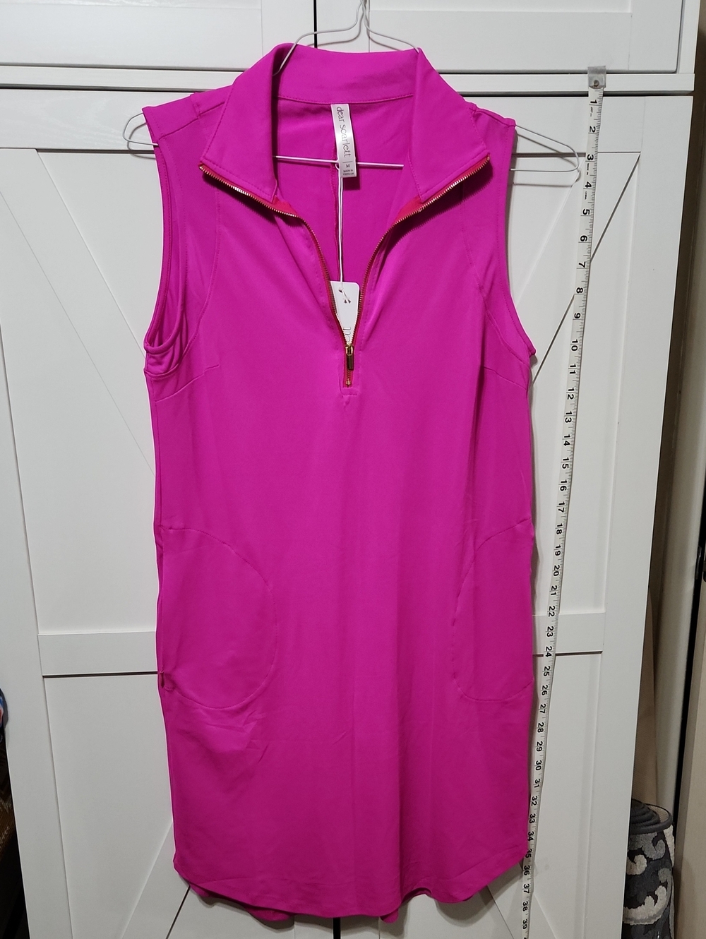 Sleeveless Magenta Zip-Neck Women's Dress, Size M,new W Tags